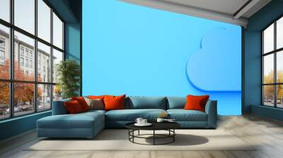 Cloud storage symbol of cloud located on blue background with copy space. Big data concept. 3d Rendering Wall mural