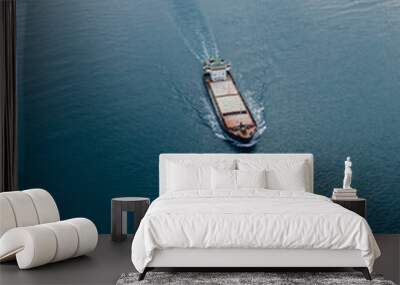 View from the top down by cargo ship passing by, Black Sea, Crimea Wall mural