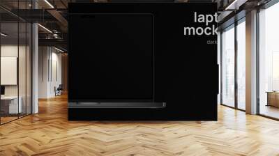 Laptop Mockup. Dark Version. Black Screen, Silver Pro Model. Vector illustration Wall mural