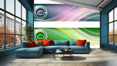 set of two banners with colored rainbow and cloud Wall mural