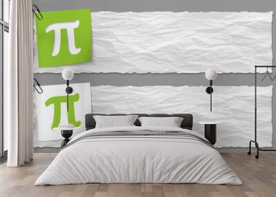 set of two banners with crumpled paper and pi symbol Wall mural