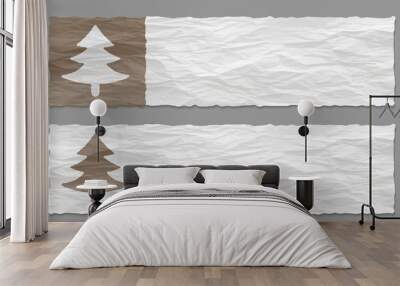 set of two banners with crumpled paper and tree Wall mural