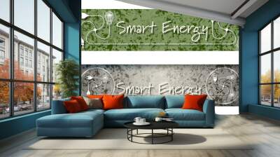 set of two banners with marble pattern and the words smart energ Wall mural