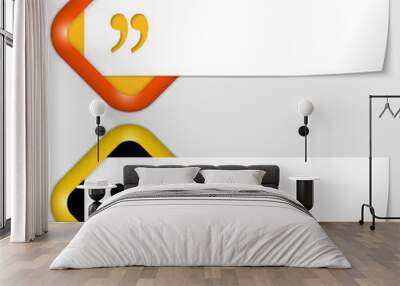 set of two icons with paper on note and quotation mark Wall mural