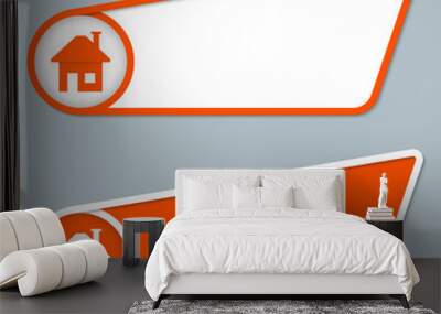 two orange boxes for any text with home symbol Wall mural