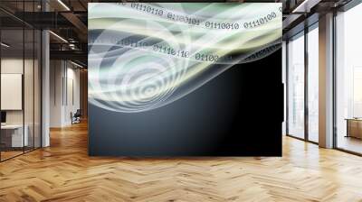 Vector abstract background with lights, waves,  lines, and binar Wall mural