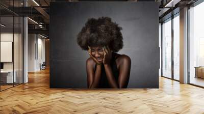 african girl crying Wall mural