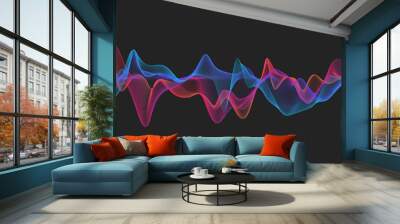 3d audio soundwave. Colorful music pulse oscillation. Glowing impulse pattern Wall mural