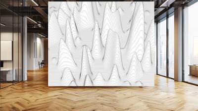 Abstract background with distorted line shapes on a white background. Monochrome sound line waves. Wall mural