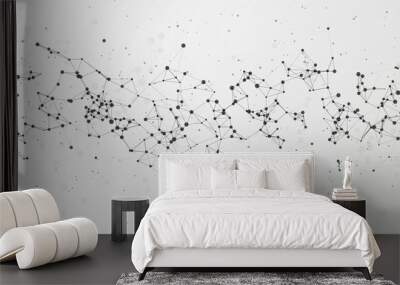 Abstract mesh vector background. Futuristic technology style card. Lines, point, planes in 3d space. Wall mural