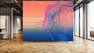 Landing page abstract design with big data. Template for website or app. Wall mural