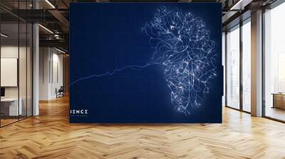 Neuron system complex model. Neural net structure. Research of the human nerve network. Digital artificial organism. Human mind cells data analysis. Wall mural