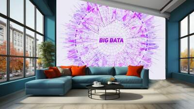 Purple Big data circular visualization. Futuristic infographic. Information aesthetic design. Visual data complexity. Complex data threads graphic. Social network representation. Abstract graph Wall mural