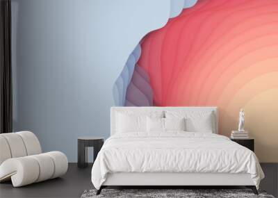 Red to blue paper layers. 3D abstract gradient papercut. Colorful origami shape concept Wall mural