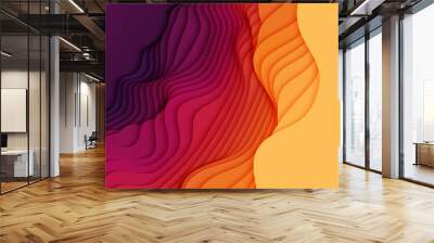 vector 3d abstract background with paper cut shapes. colorful carving art. paper craft landscape wit Wall mural