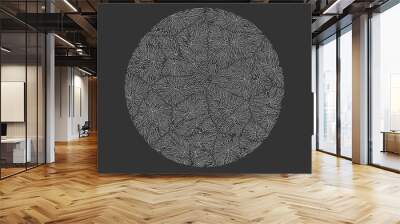 Vector generative branch growth pattern. Round texture. Lichen like organic structure with veins. Monocrome round biological net of vessels. Wall mural