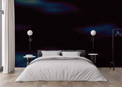 waves of colorful points. Digital data splash of point array. Futuristic smooth glitch UI element Wall mural