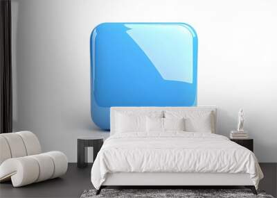 
Blank Mobile application icon, button - blue square with round corners. 3d rendering, white background Wall mural