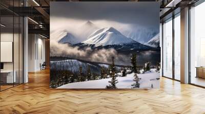 Blizzard coming to Red Range Mountains, Yukon, Canada. Wall mural