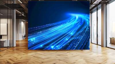 blue light streak, fiber optic, speed line, futuristic background for 5g or 6g technology wireless d Wall mural