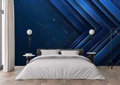 
Dark blue abstract background with glowing arrow lines. Modern shiny blue geometric lines design. Technology futuristic concept. Horizontal banner template. Suit for cover, header, poster, banner, we Wall mural