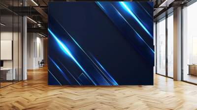 
Dark blue abstract background with glowing arrow lines. Modern shiny blue geometric lines design. Technology futuristic concept. Horizontal banner template. Suit for cover, header, poster, banner, we Wall mural