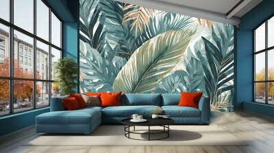 design jungle tropical template leaf palm pattern summer background trendy seamless Wall mural