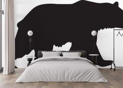 Silhouette of Black Bear, isolated on white background (Vector) Wall mural