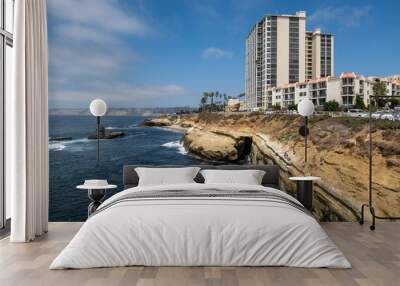 The La Jolla, SanDiego, California, Rugged Coastline Cliffs Looking over the Ocean   Wall mural