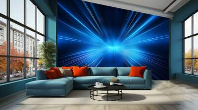 Radial blue light through the tunnel glowing in the darkness for print designs templates, Advertising materials, Email Newsletters, Header webs, e commerce signs retail shopping, advertisement busines Wall mural