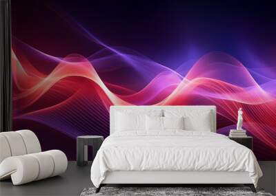 red and purple transparent energy wave abstract art, bright light wave  Wall mural