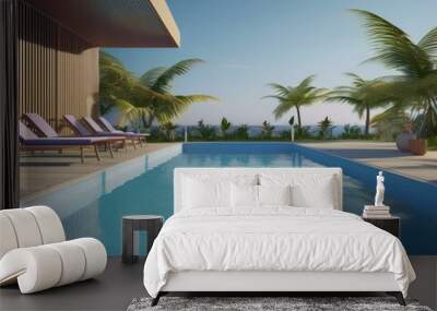 swimming pool summer vacation concept 3d rendering Wall mural