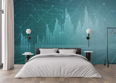 technical financial graph on technology abstract background Wall mural