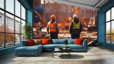 Two Person looking at the Construction Work Site Wall mural