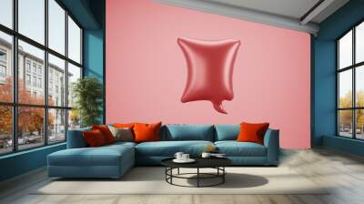  Red Speech Balloon. Speech balloon on color background. Talk and think bubbles. 3d rendering Wall mural