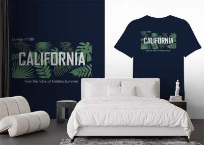 california t-shirt design. leaf t shirt design. t-shirt design vector for print. leaf logo design vector illustration. quotes for t shirt Wall mural