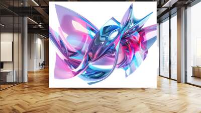 A colorful, abstract design with a pink and blue swirl,isolated on white background or transparent background. png cut out or die-cut Wall mural