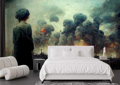 battlefield. war concept art. Wall mural