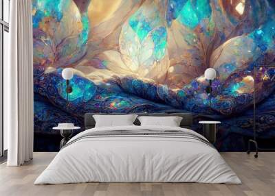 Blue opal fabric pattern. Opalescent Wall mural