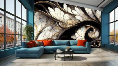 Golden white curly marble Wall mural