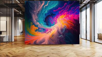  neon liquid hypnotic trippy background. Psychedelic. Generative AI Wall mural