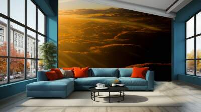 Cloudly orange morning trip Wall mural