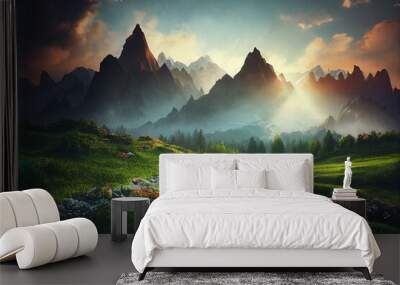 3D illustration of a beautiful landscape Wall mural