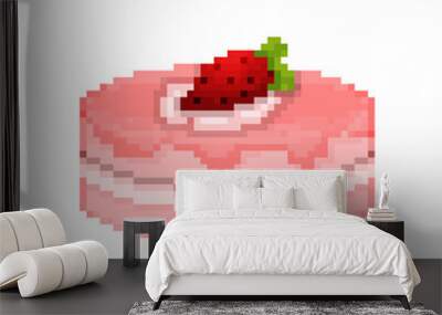 Cake strawberry pixel art food dessert icon asset game cherry illustration concept Wall mural