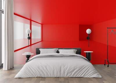 empty red room concept abstract 3d render illustration template Wall mural