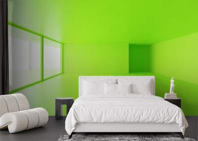 Empty room green abstract concept illustration 3d render Wall mural