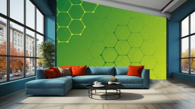 Hexagons background green and geometric shapes minimal abstract vector Wall mural