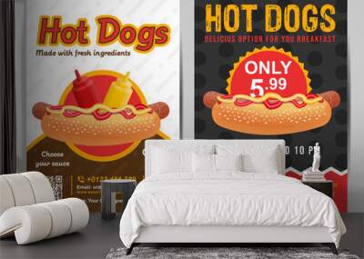 illustration poster flyer template fast food hot dog concept vector Wall mural