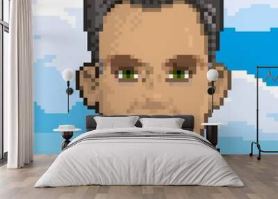 Old man pixel art icon Wall mural