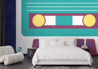 Retro style video cassette two side cover. Back and sides of paper cover Wall mural